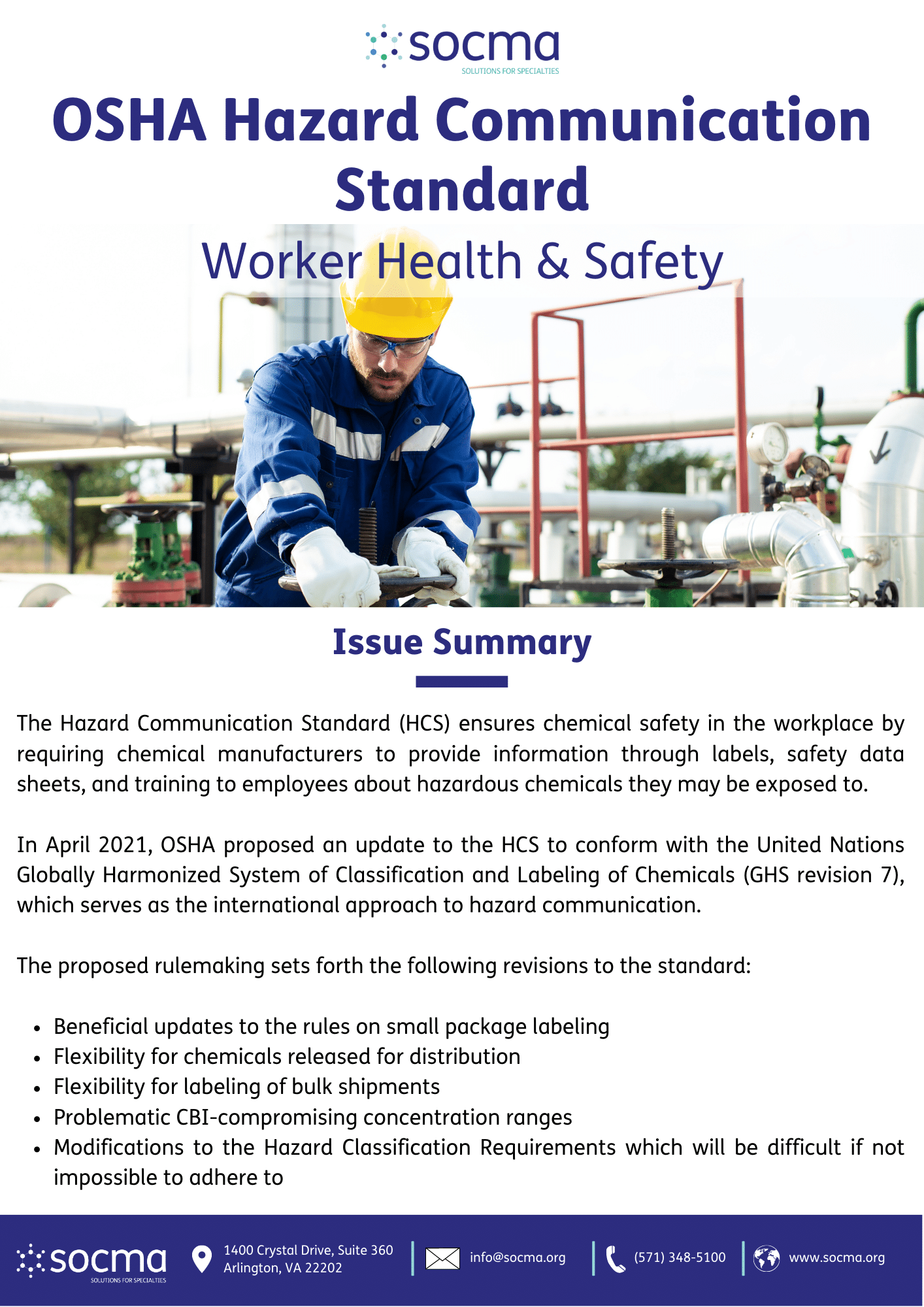 Issue Summary: OSHA Hazard Communication Standard - Society Of Chemical ...