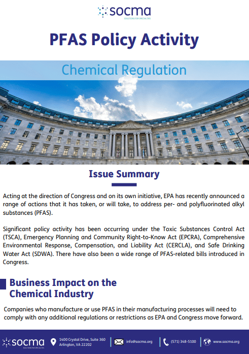 Issue Summary: PFAS Policy Activity - Society Of Chemical Manufacturers ...